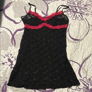 Black and Red Lace Chemise